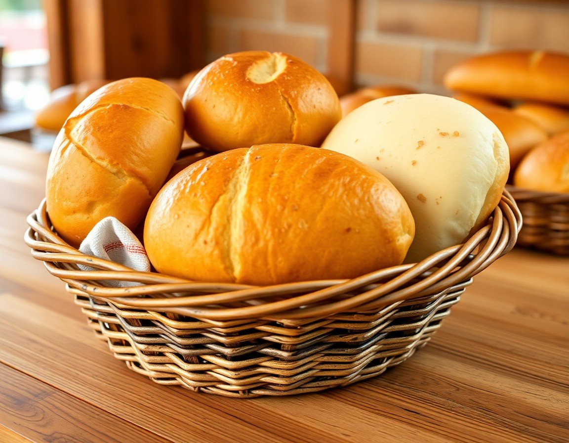 Basket of bolillo and telera rolls