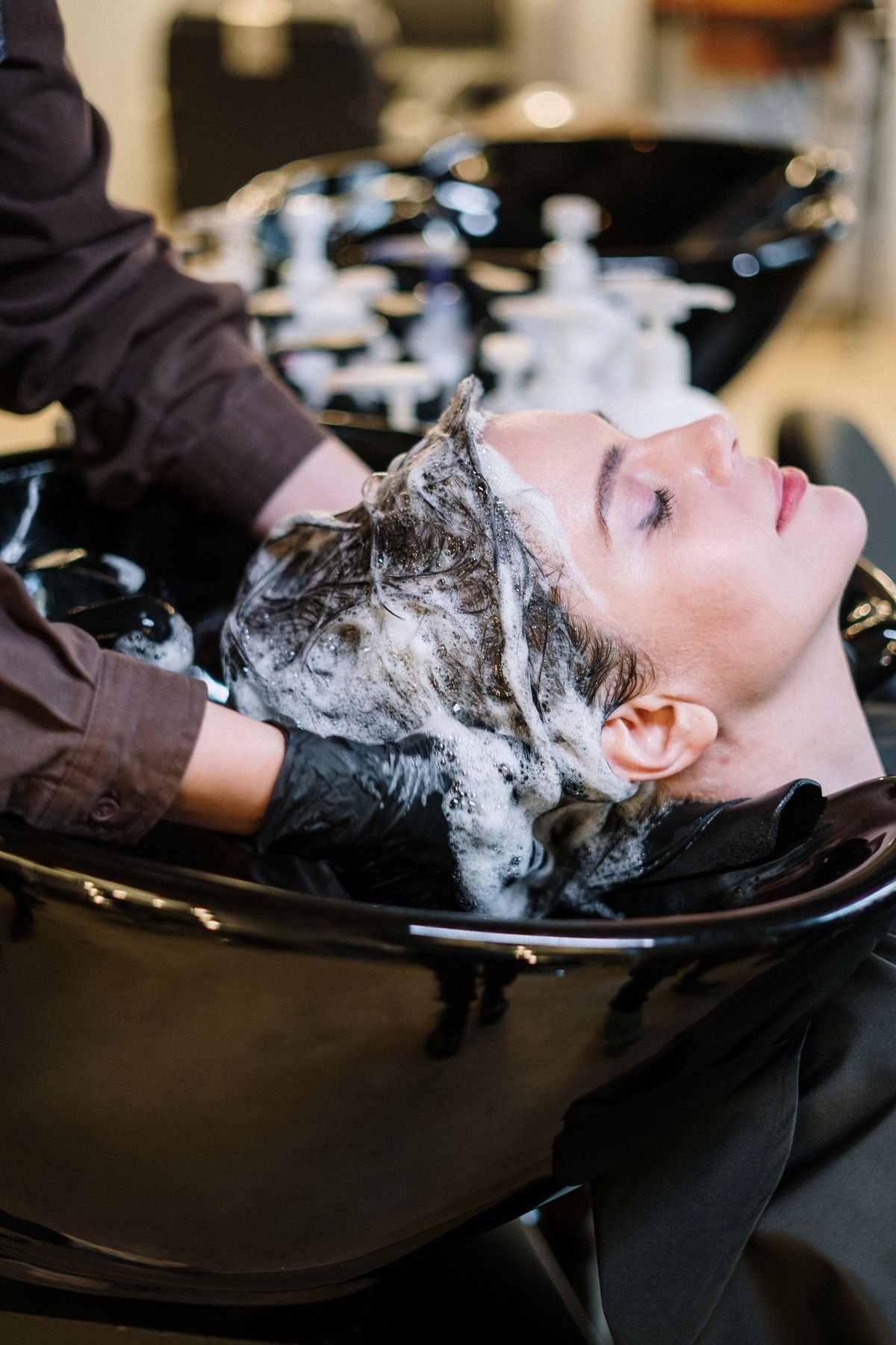 Representative photo of a salon wash and conditioning treatment