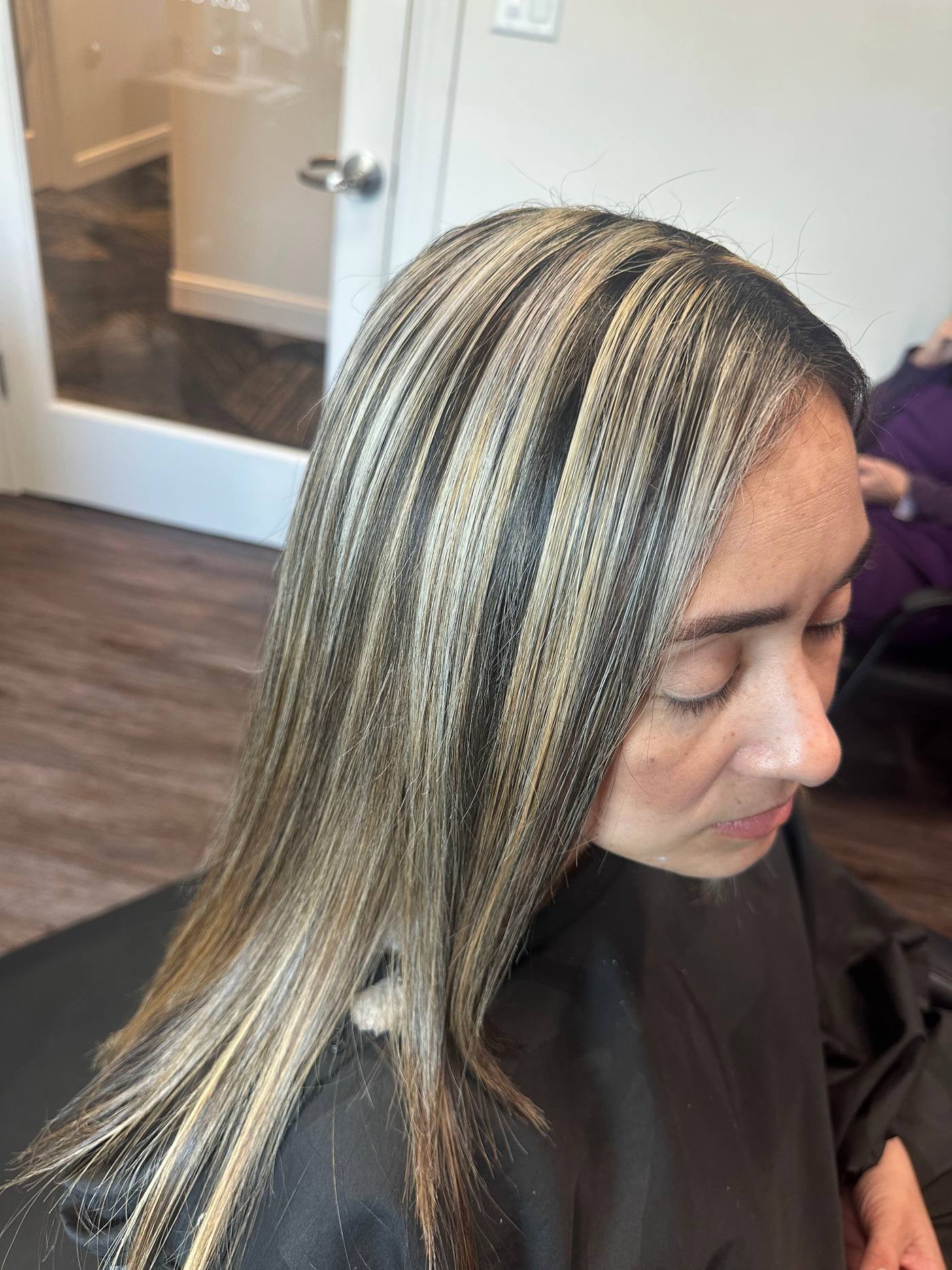 Representative photo of blonde highlights on long hair