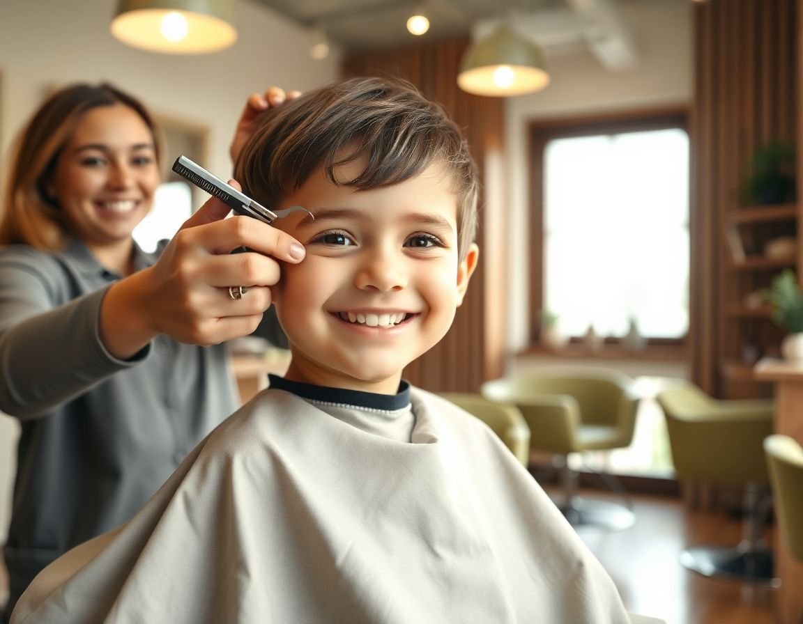 Representative photo of a child's haircut in a salon chair