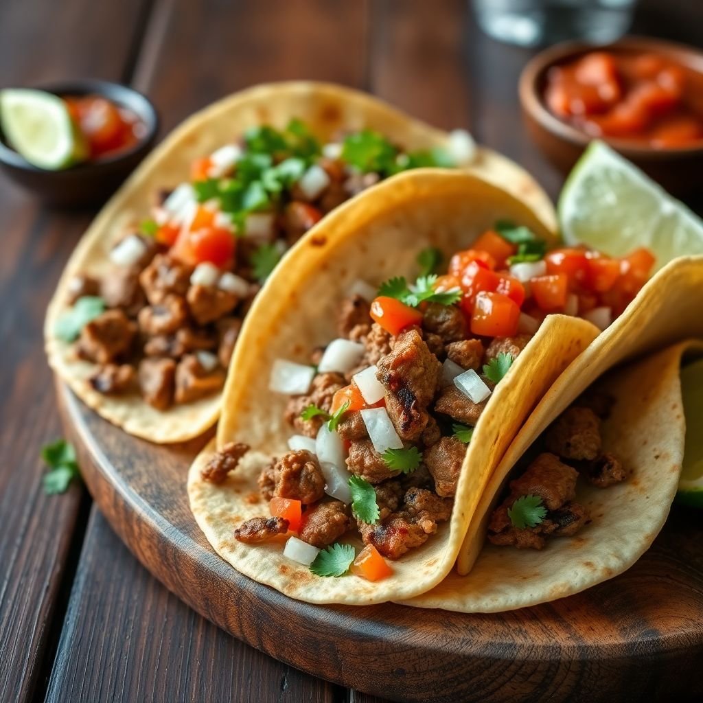 Carne asada street tacos with onion, cilantro and salsa (representative image)
