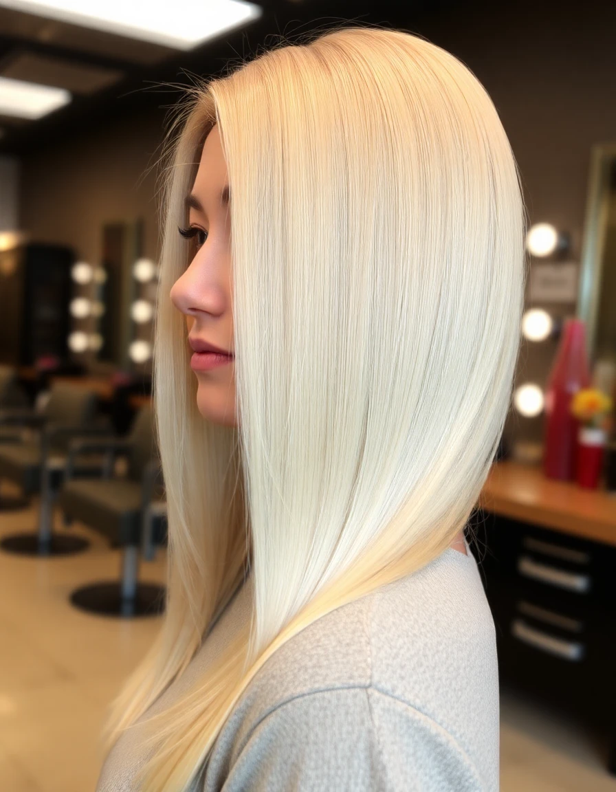 Representative photo of a woman with freshly colored bright blonde hair