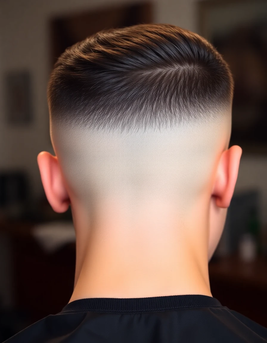 Representative photo of a fresh low skin fade haircut, seen from the back